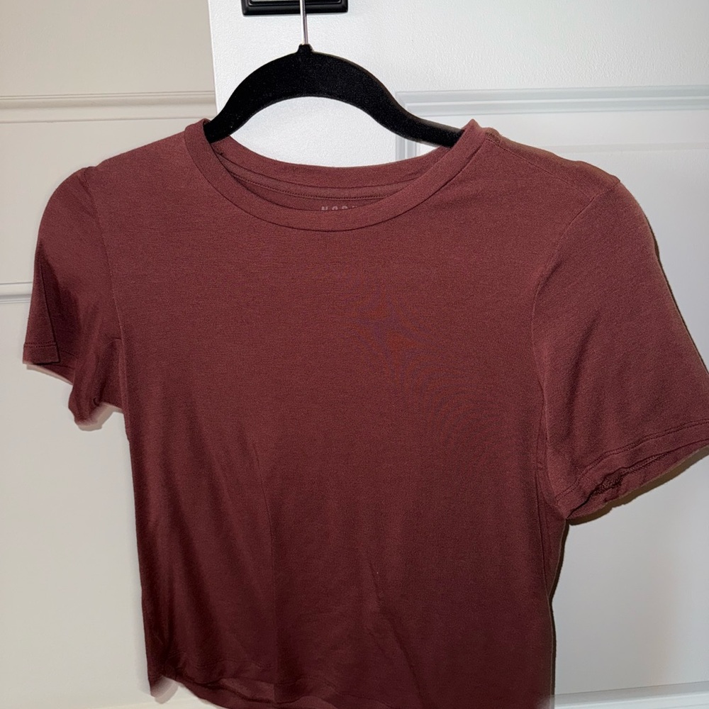 NOBULL Women's Short Sleeve Tee - Maroon in color
